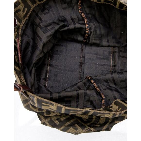 Fendi FF Logo Zucca Bag Shoulder Strap Tote Purse Brown Black Canvas Monogram - Picture 6 of 9